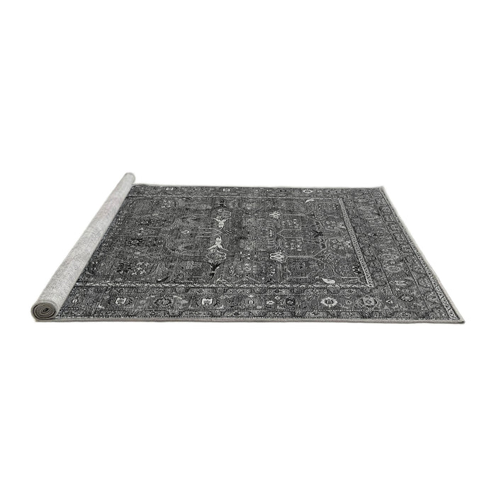 Sideview of Machine Washable Oriental Gray Industrial Rug, wshurb2385gry