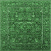 Square Machine Washable Oriental Emerald Green Industrial Area Rugs, wshurb2385emgrn