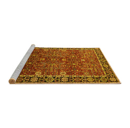 Sideview of Machine Washable Oriental Yellow Industrial Rug, wshurb2386yw