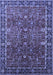 Machine Washable Oriental Blue Industrial Rug, wshurb2386blu