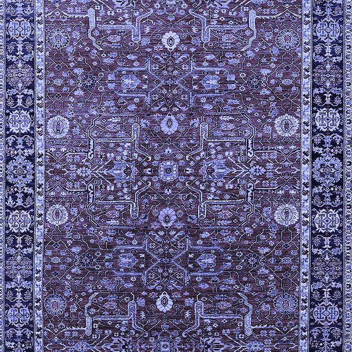 Machine Washable Oriental Blue Industrial Rug, wshurb2386blu