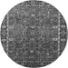 Round Machine Washable Oriental Gray Industrial Rug, wshurb2386gry