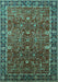 Machine Washable Oriental Turquoise Industrial Area Rugs, wshurb2386turq