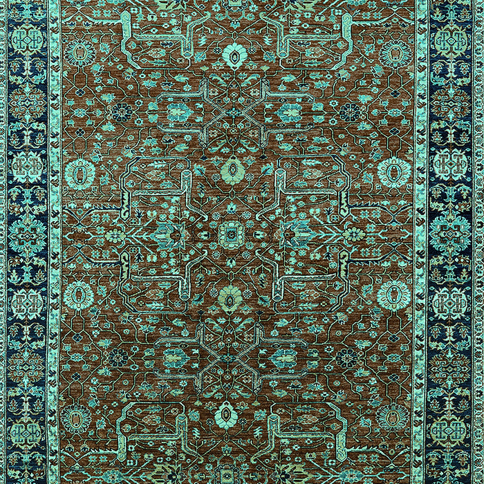 Machine Washable Oriental Turquoise Industrial Area Rugs, wshurb2386turq