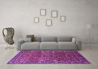 Machine Washable Oriental Purple Industrial Rug, wshurb2386pur