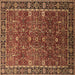 Square Machine Washable Oriental Brown Industrial Rug, wshurb2386brn