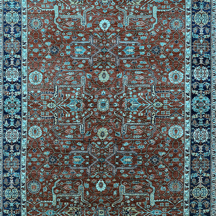 Machine Washable Oriental Light Blue Industrial Rug, wshurb2386lblu