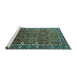 Sideview of Machine Washable Oriental Turquoise Industrial Area Rugs, wshurb2386turq