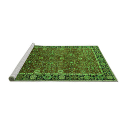 Sideview of Machine Washable Oriental Green Industrial Area Rugs, wshurb2386grn