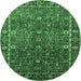 Round Oriental Emerald Green Industrial Rug, urb2386emgrn