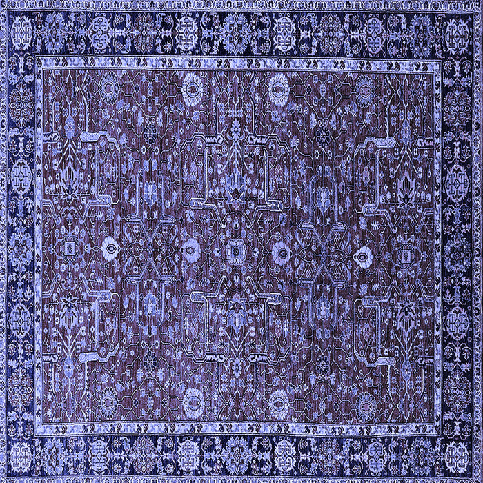 Square Machine Washable Oriental Blue Industrial Rug, wshurb2386blu