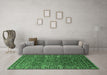 Machine Washable Oriental Emerald Green Industrial Area Rugs in a Living Room,, wshurb2386emgrn