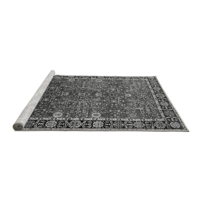 Sideview of Machine Washable Oriental Gray Industrial Rug, wshurb2386gry