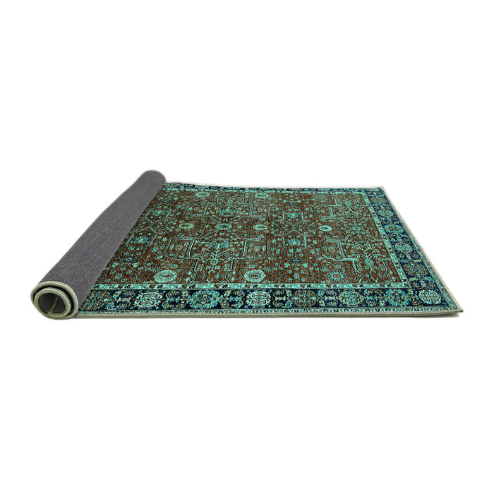 Sideview of Oriental Turquoise Industrial Rug, urb2386turq