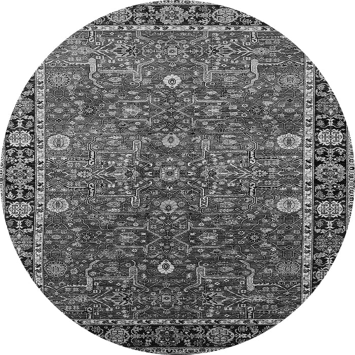 Round Oriental Gray Industrial Rug, urb2386gry