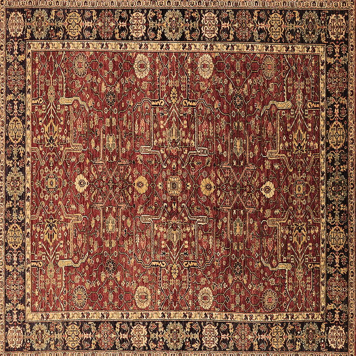Square Oriental Brown Industrial Rug, urb2386brn