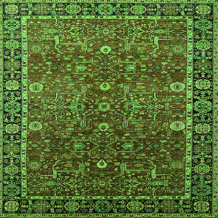 Square Oriental Green Industrial Rug, urb2386grn