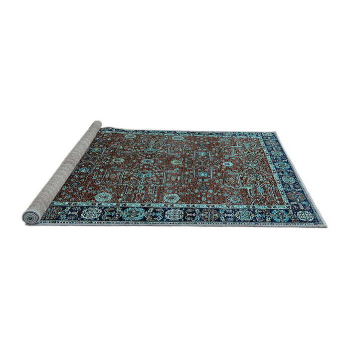 Sideview of Machine Washable Oriental Light Blue Industrial Rug, wshurb2386lblu