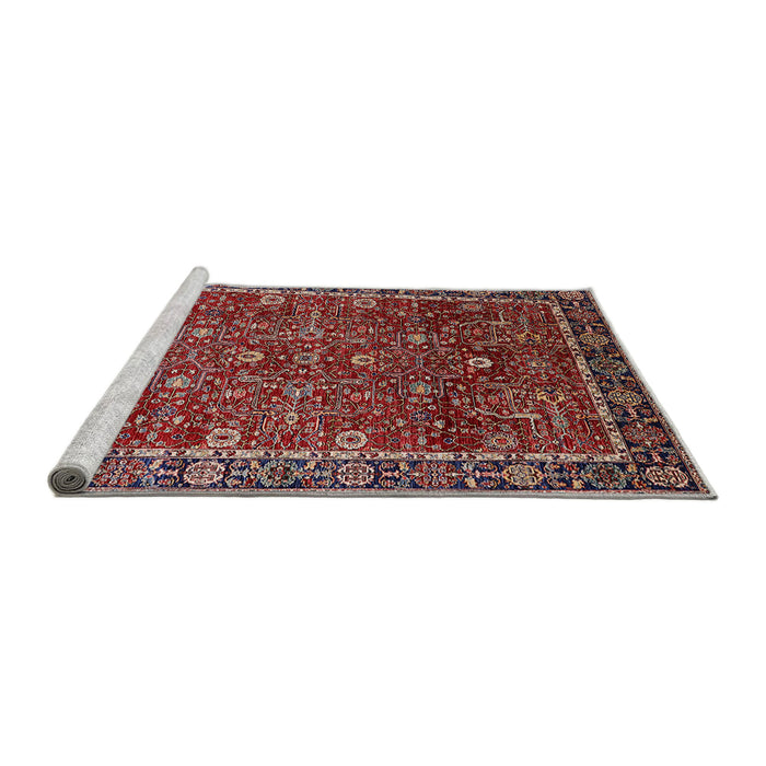 Sideview of Machine Washable Industrial Modern Cranberry Red Rug, wshurb2387