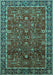 Machine Washable Oriental Turquoise Industrial Area Rugs, wshurb2387turq