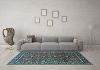 Machine Washable Oriental Light Blue Industrial Rug, wshurb2387lblu