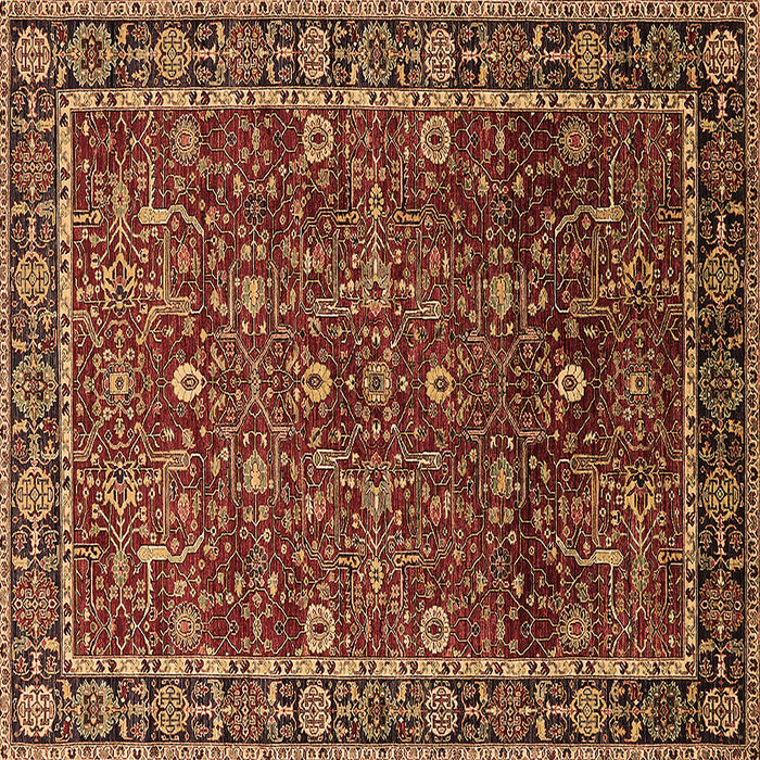 Square Oriental Brown Industrial Rug, urb2387brn