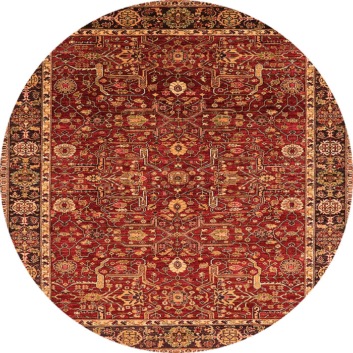 Round Oriental Orange Industrial Rug, urb2387org