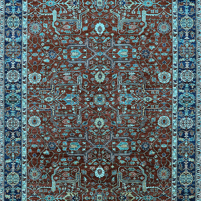 Machine Washable Oriental Light Blue Industrial Rug, wshurb2387lblu