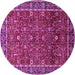 Round Machine Washable Oriental Pink Industrial Rug, wshurb2387pnk