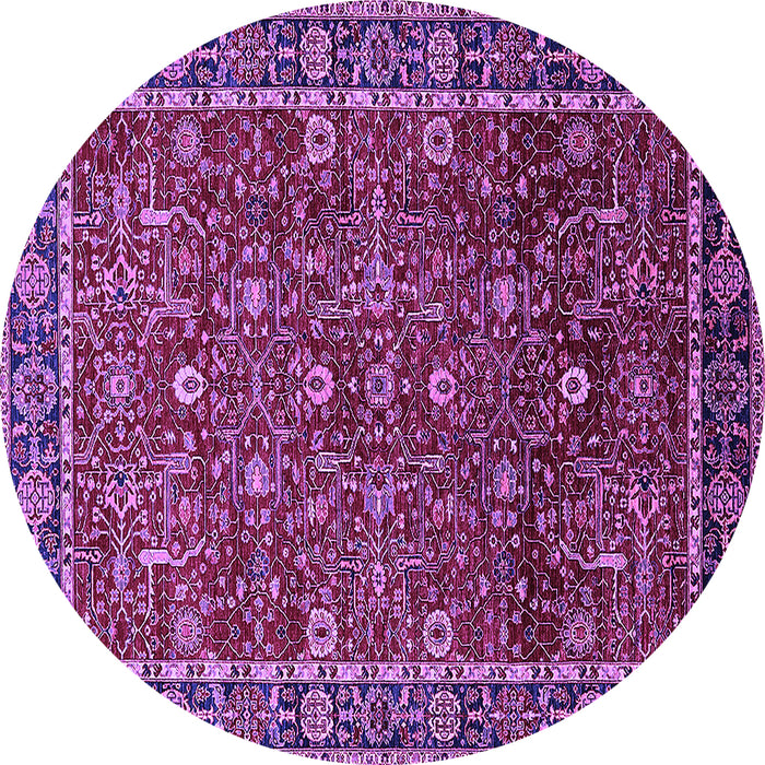 Round Machine Washable Oriental Purple Industrial Area Rugs, wshurb2387pur