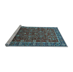 Sideview of Machine Washable Oriental Light Blue Industrial Rug, wshurb2387lblu