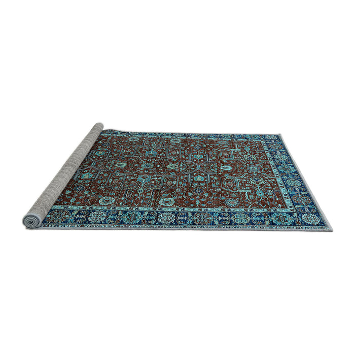 Sideview of Machine Washable Oriental Light Blue Industrial Rug, wshurb2387lblu