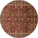 Round Oriental Brown Industrial Rug, urb2387brn