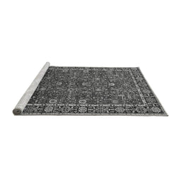 Sideview of Machine Washable Oriental Gray Industrial Rug, wshurb2387gry