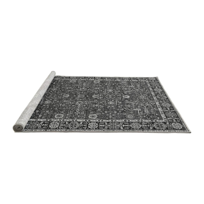 Sideview of Machine Washable Oriental Gray Industrial Rug, wshurb2387gry