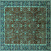 Square Oriental Turquoise Industrial Rug, urb2387turq