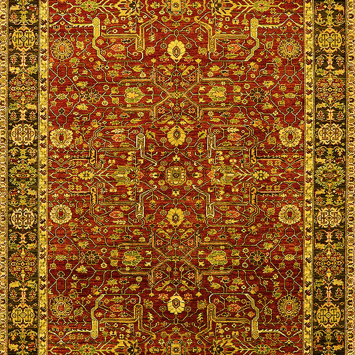 Machine Washable Oriental Yellow Industrial Rug, wshurb2387yw