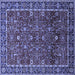 Square Machine Washable Oriental Blue Industrial Rug, wshurb2387blu