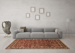 Machine Washable Oriental Brown Industrial Rug in a Living Room,, wshurb2387brn