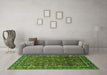 Machine Washable Oriental Green Industrial Area Rugs in a Living Room,, wshurb2387grn