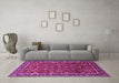 Machine Washable Oriental Pink Industrial Rug in a Living Room, wshurb2387pnk