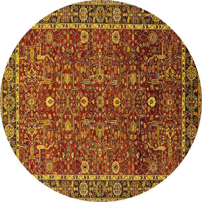 Round Oriental Yellow Industrial Rug, urb2387yw