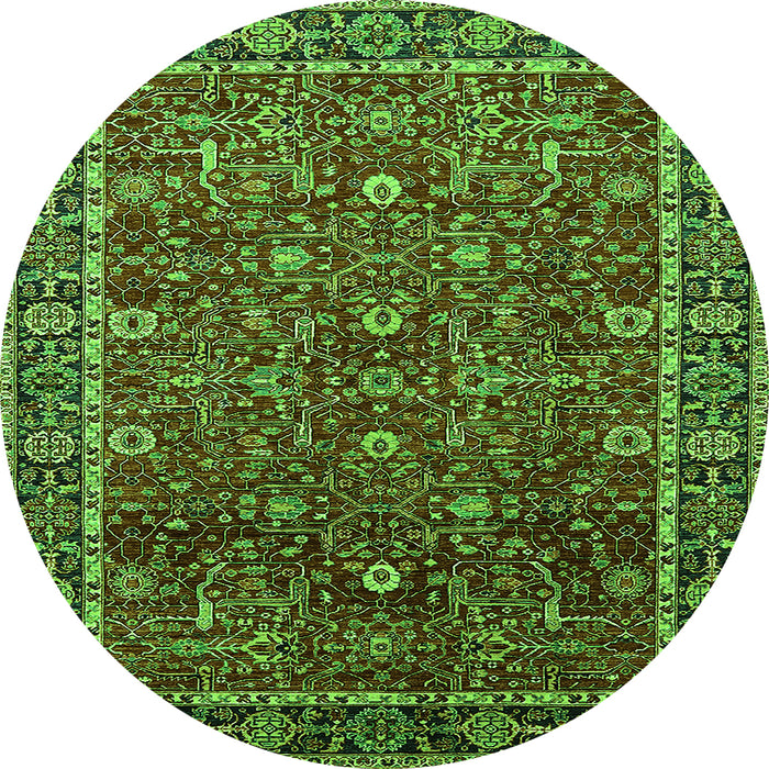 Round Oriental Green Industrial Rug, urb2387grn