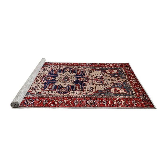 Sideview of Machine Washable Industrial Modern Cranberry Red Rug, wshurb2388