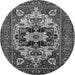 Round Oriental Gray Industrial Rug, urb2388gry