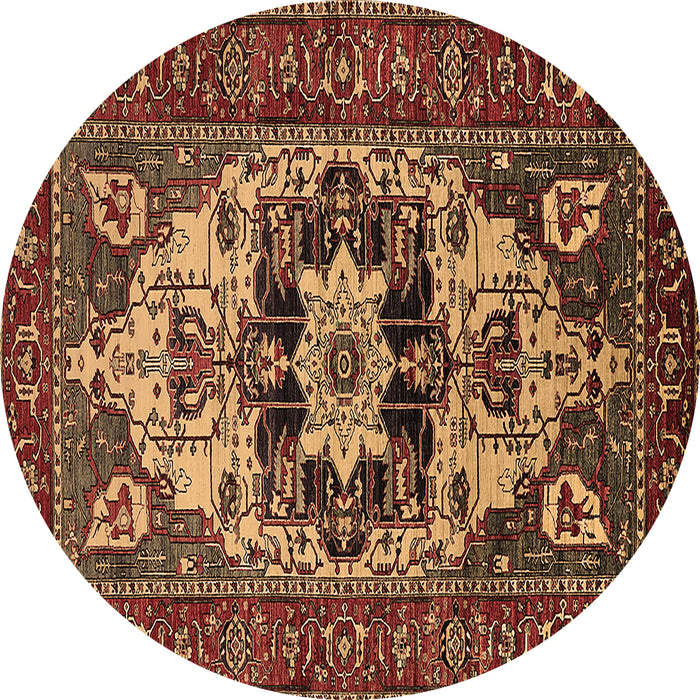 Round Oriental Brown Industrial Rug, urb2388brn