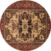 Round Oriental Brown Industrial Rug, urb2388brn