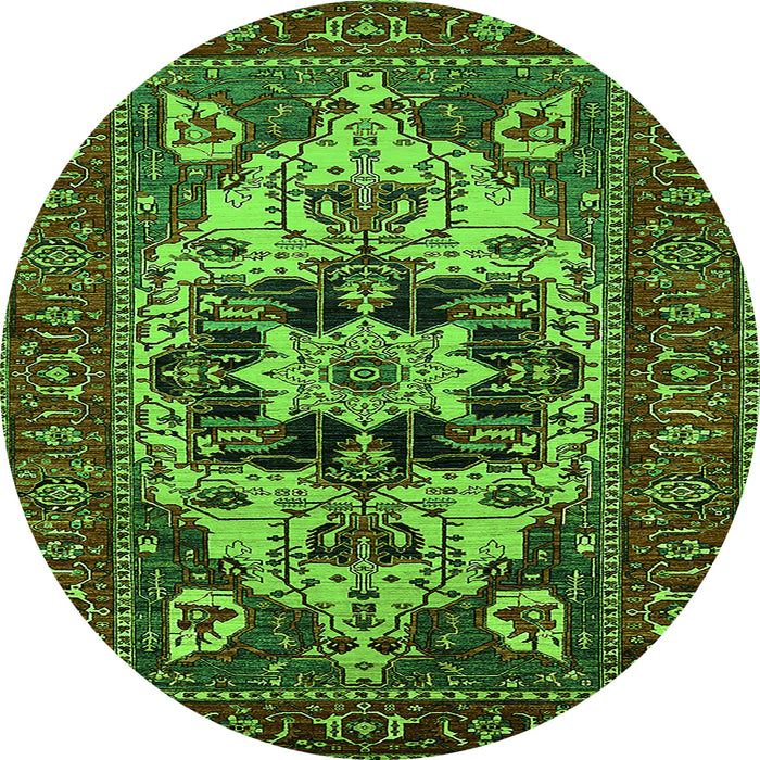 Round Oriental Green Industrial Rug, urb2388grn
