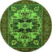 Round Oriental Green Industrial Rug, urb2388grn