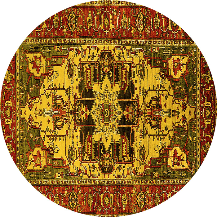 Round Oriental Yellow Industrial Rug, urb2388yw